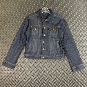 Wrangler 1947 Denim Jean Jacket Button‎ Up Women's Small Dark Wash Western Style